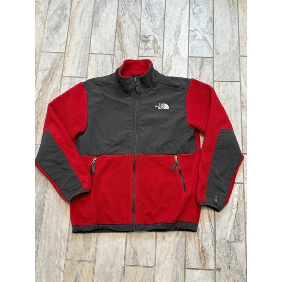 The North Face boys youth large 14/16 dark red & gray fleece Denali coat - Picture 1 of 5